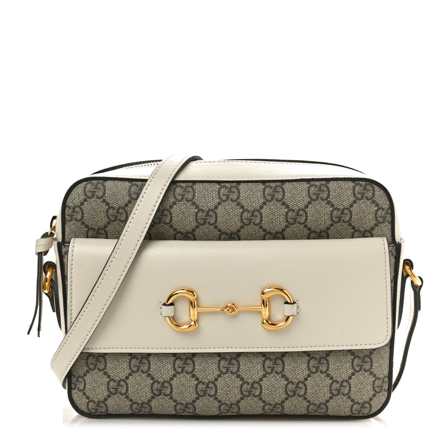 GG Supreme Monogram Small Horsebit 1955 Shoulder Bag Beige Mystic White