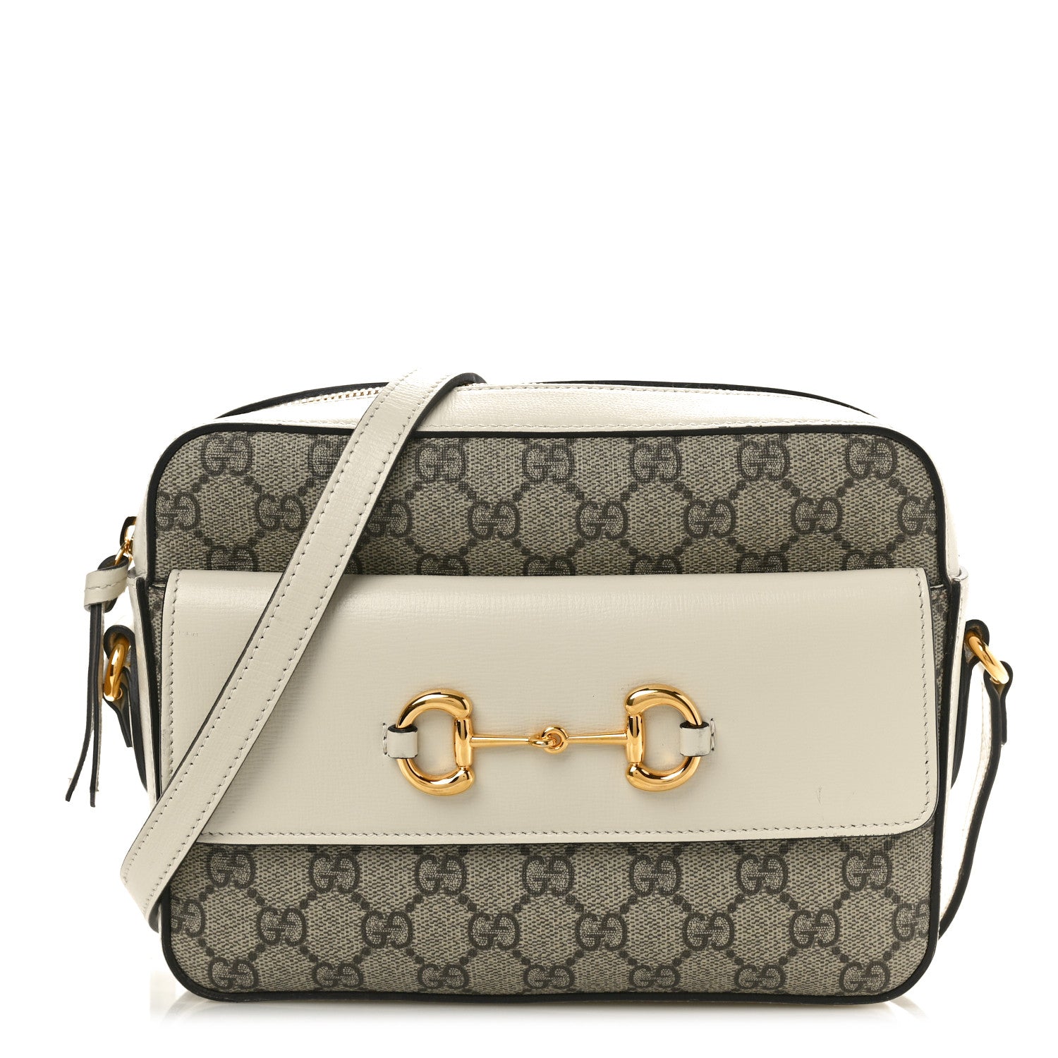 Gucci GG Supreme Monogram Small Horsebit 1955 Shoulder Bag Beige Mystic White 1 of 11