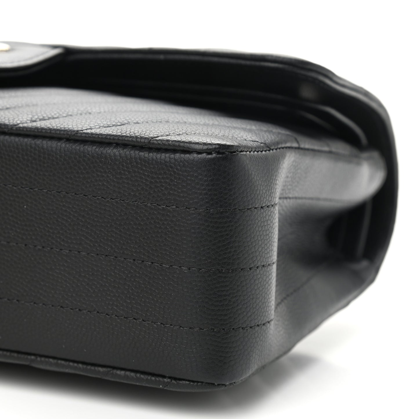 Caviar Chevron Quilted Small Double Flap Black