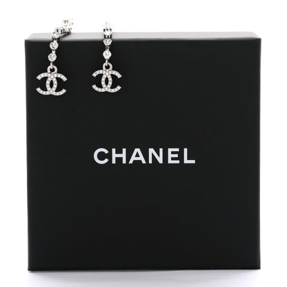 Chanel Crystal CC Heart Drop Earrings Silver 5 of 5