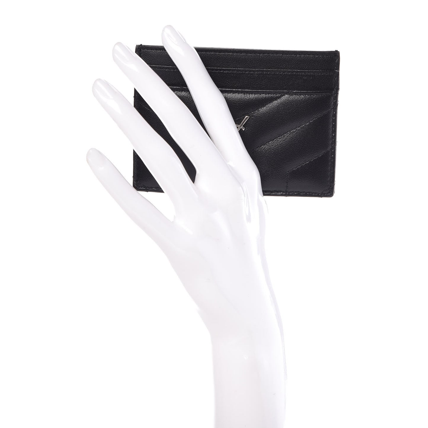 Calfskin Y Quilted Monogram LouLou Credit Card Case Black