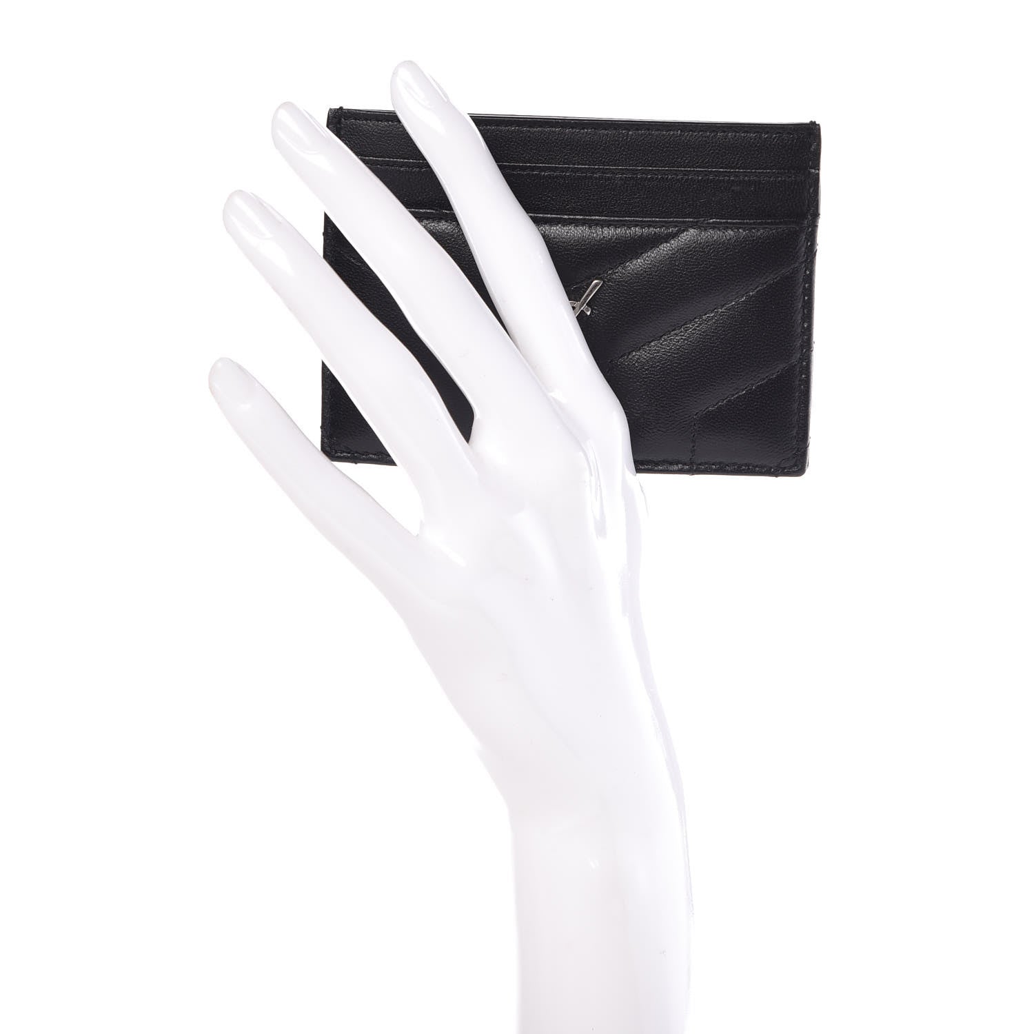 Saint Laurent Calfskin Y Quilted Monogram LouLou Credit Card Case Black 2 of 8