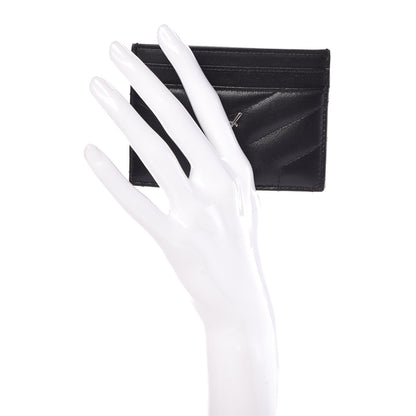 Saint Laurent Calfskin Y Quilted Monogram LouLou Credit Card Case Black 2 of 8