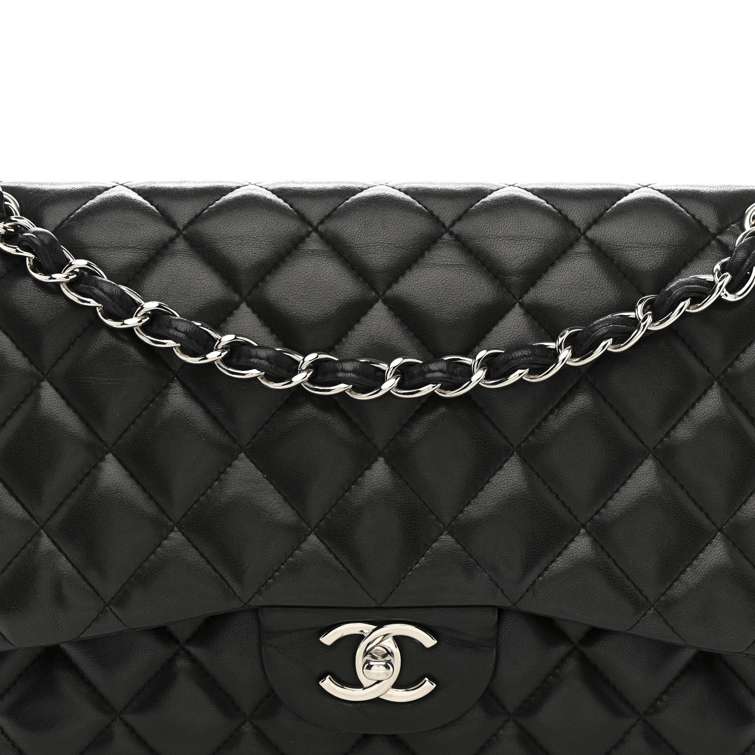Chanel Lambskin Quilted Jumbo Double Flap Black 8 of 16