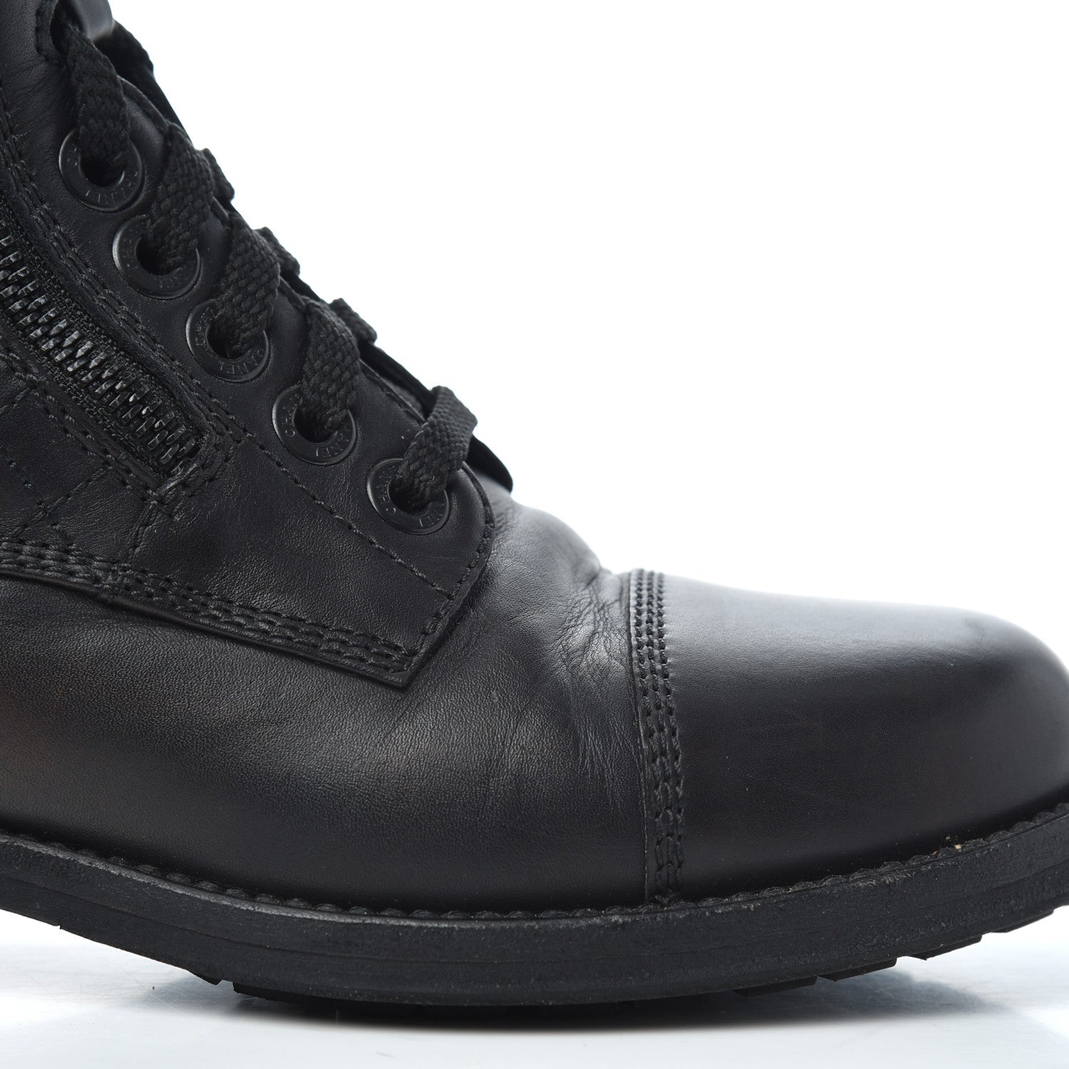 Chanel Calfskin Quilted Cap Toe Combat Boots 36 Black 9 of 17