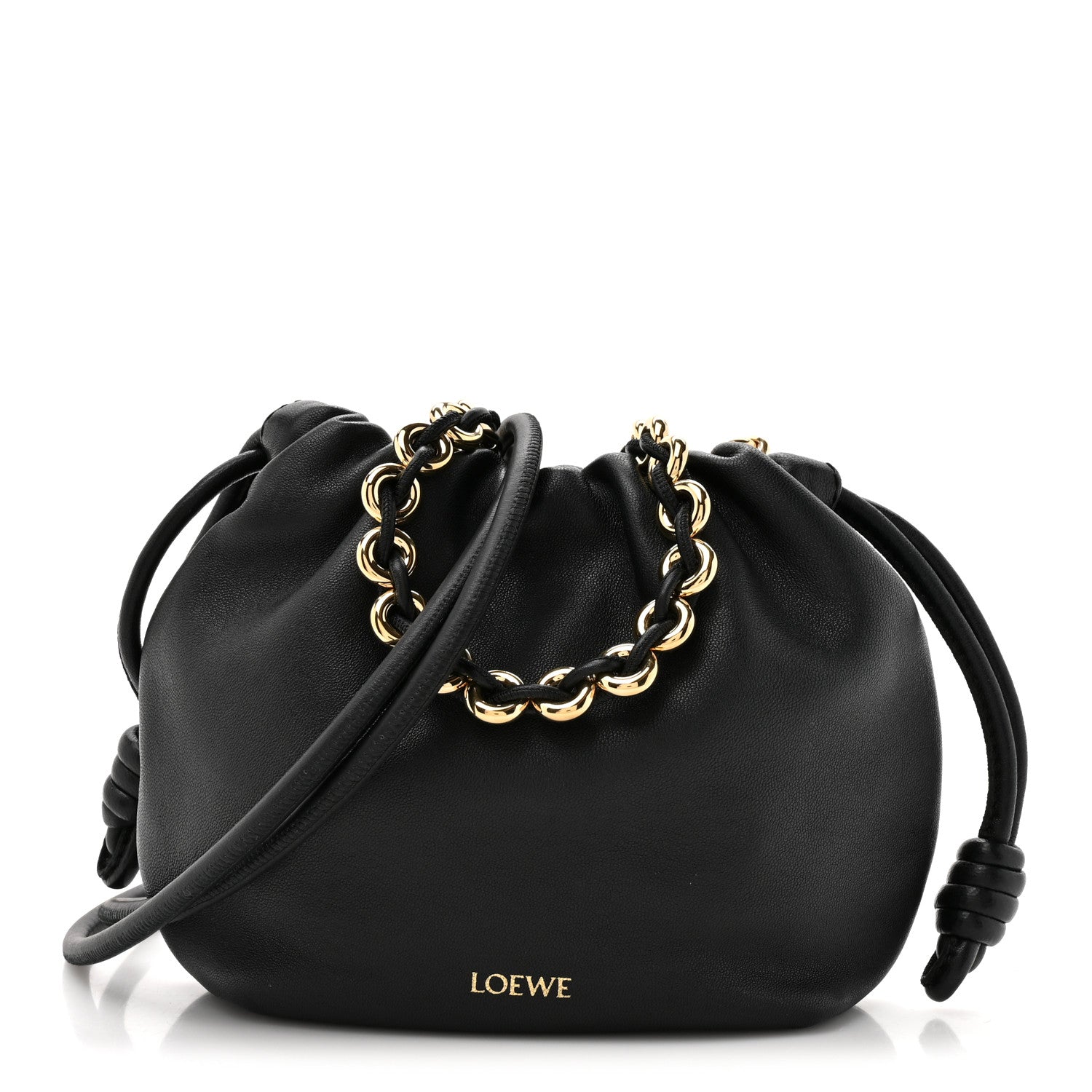 Loewe Mellow Nappa Donut Chain Mini Flamenco Knot Clutch Black 1 of 11