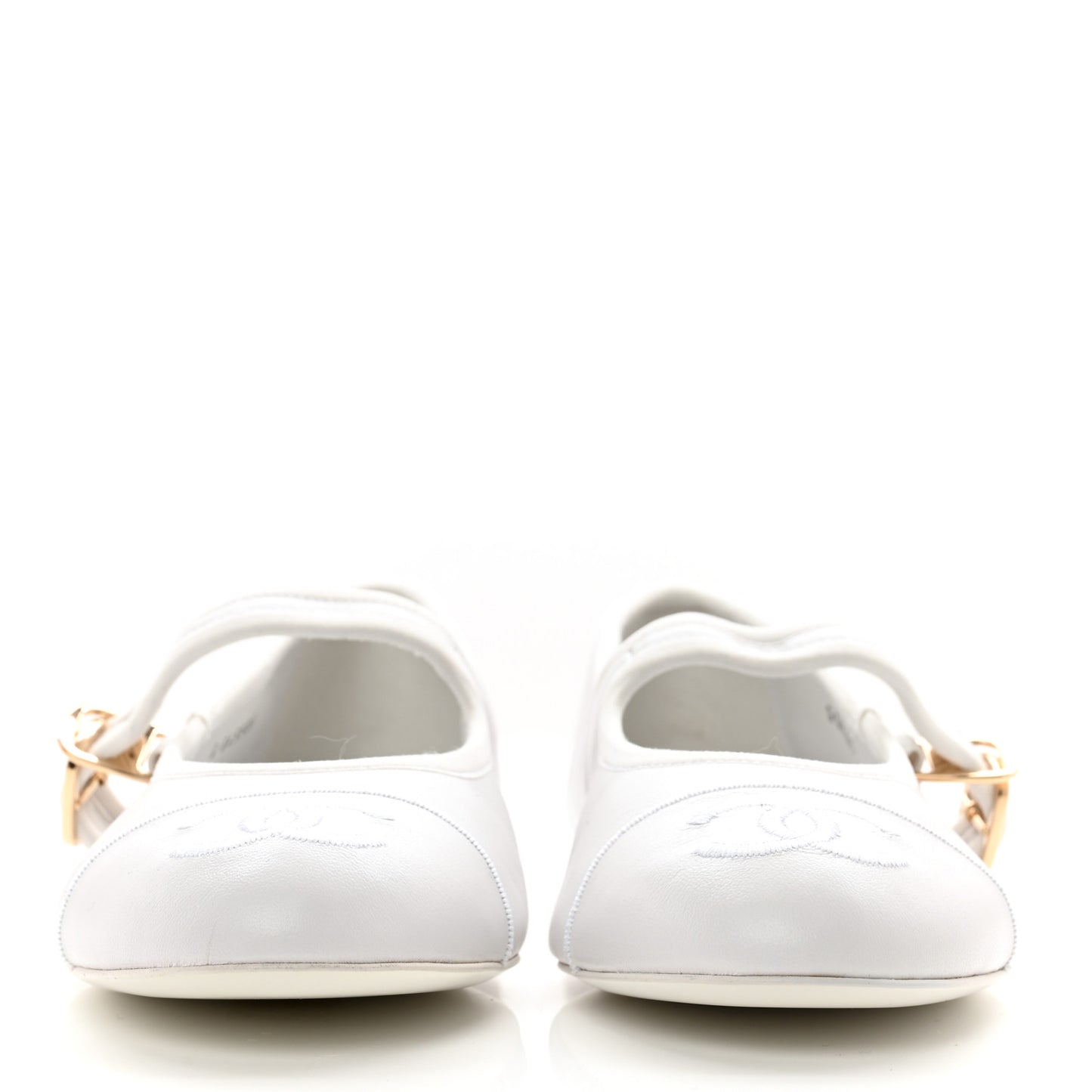 Lambskin Mary Jane Flats 37.5 White
