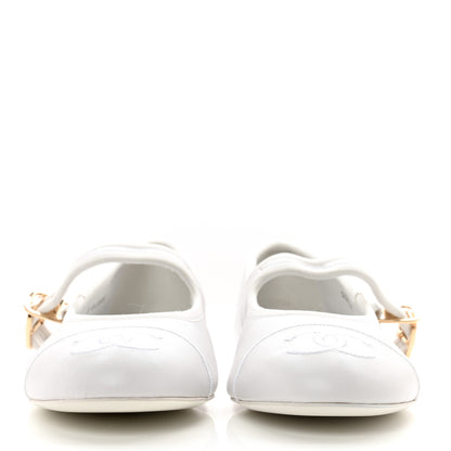 Chanel Lambskin Mary Jane Flats 37.5 White 2 of 9