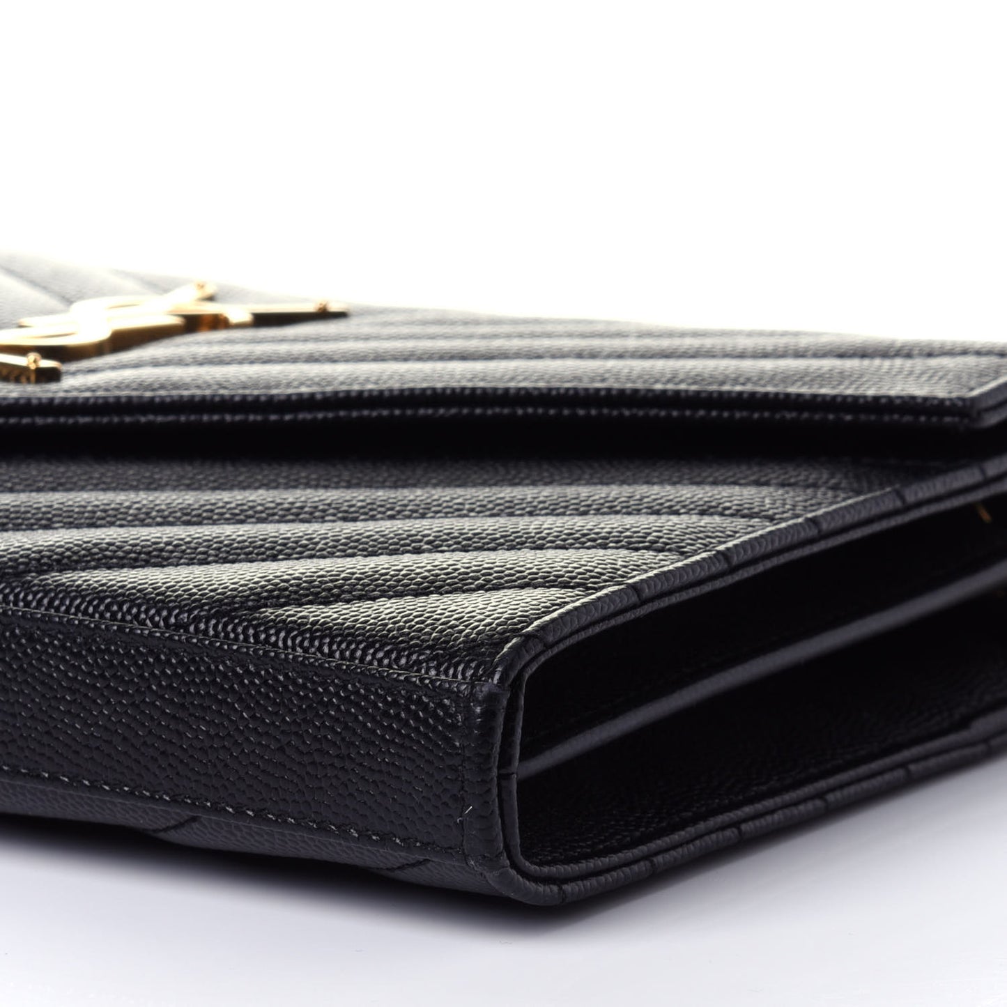 Grain De Poudre Matelasse Chevron Monogram Chain Wallet Black