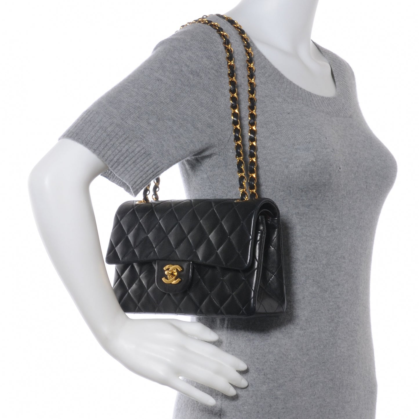 Lambskin Small Double Flap Black