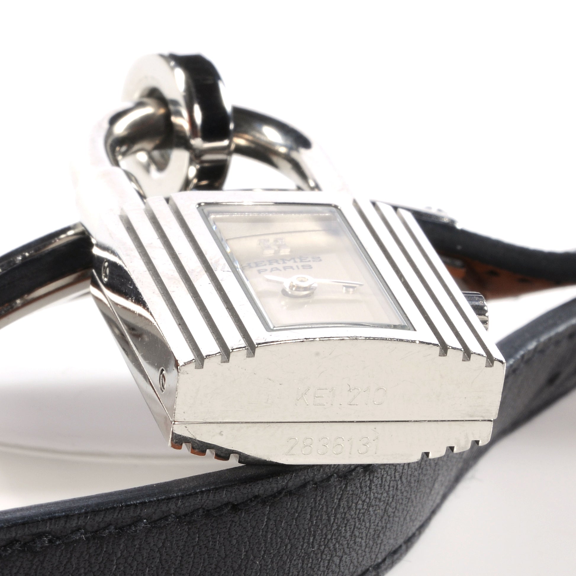 Hermes Stainless Steel Barenia 20mm Kelly Cadena Double Tour Quartz Watch Noir 8 of 8