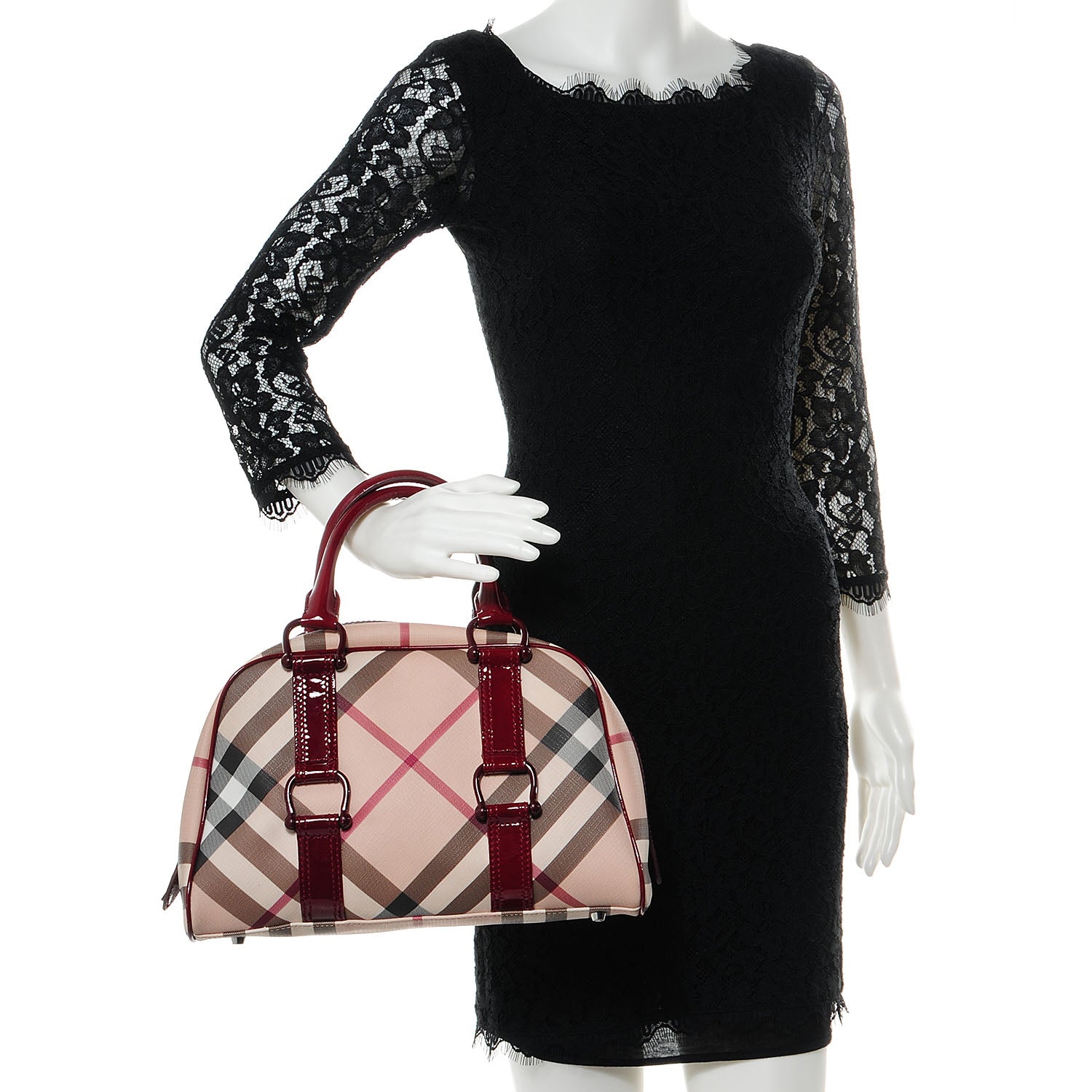 Burberry Supernova Check Bowler Tote Red 2 of 8
