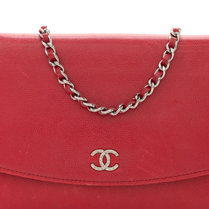 Chanel Caviar Sevruga Wallet on Chain WOC Red 9 of 16