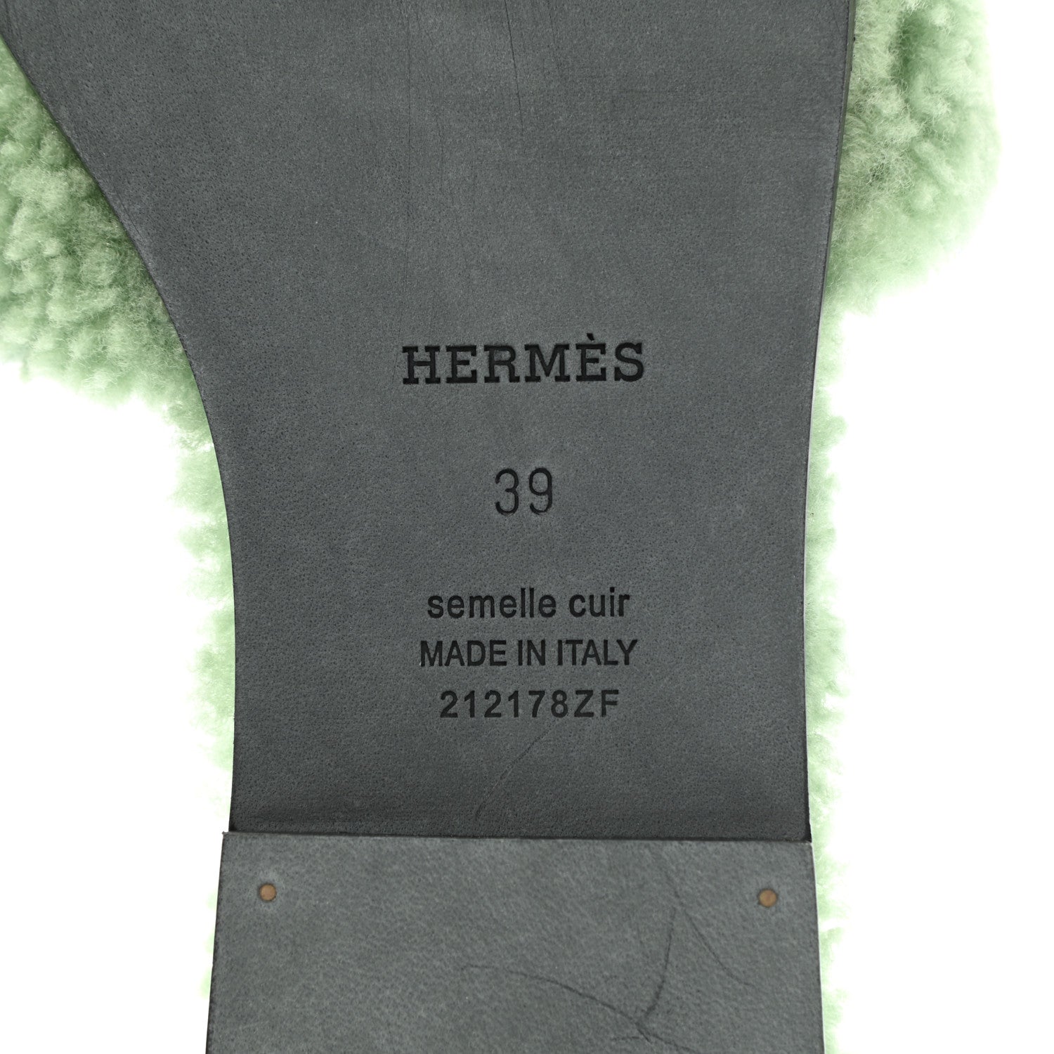 Hermes Woolskin Oran Sandals 39 Vert D’Eau 7 of 8