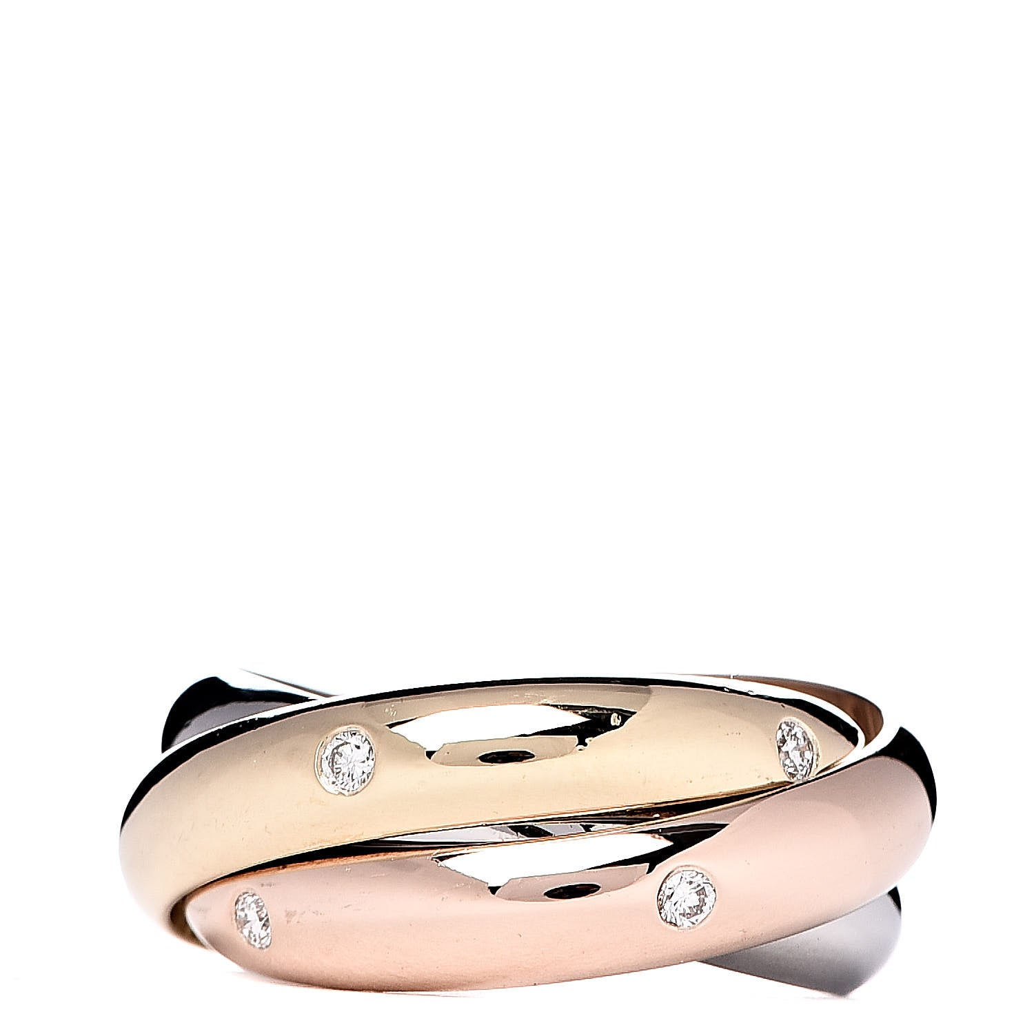 Cartier 18K Pink Yellow White Gold Diamond Trinity Ring 50 5.25 3 of 5