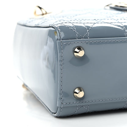 Christian Dior Patent Cannage Mini Lady Dior Light Blue 8 of 10