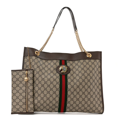 Gucci GG Supreme Monogram Large Rajah Chain Tote Beige New Acero 1 of 10