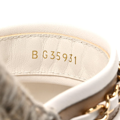 Chanel Lambskin Chain Espadrille Slip On Sandals 36 White 10 of 11