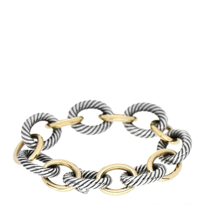 David Yurman Sterling Silver 18K Yellow Gold 17mm Extra Large Oval Link Bracelet 3 of 4