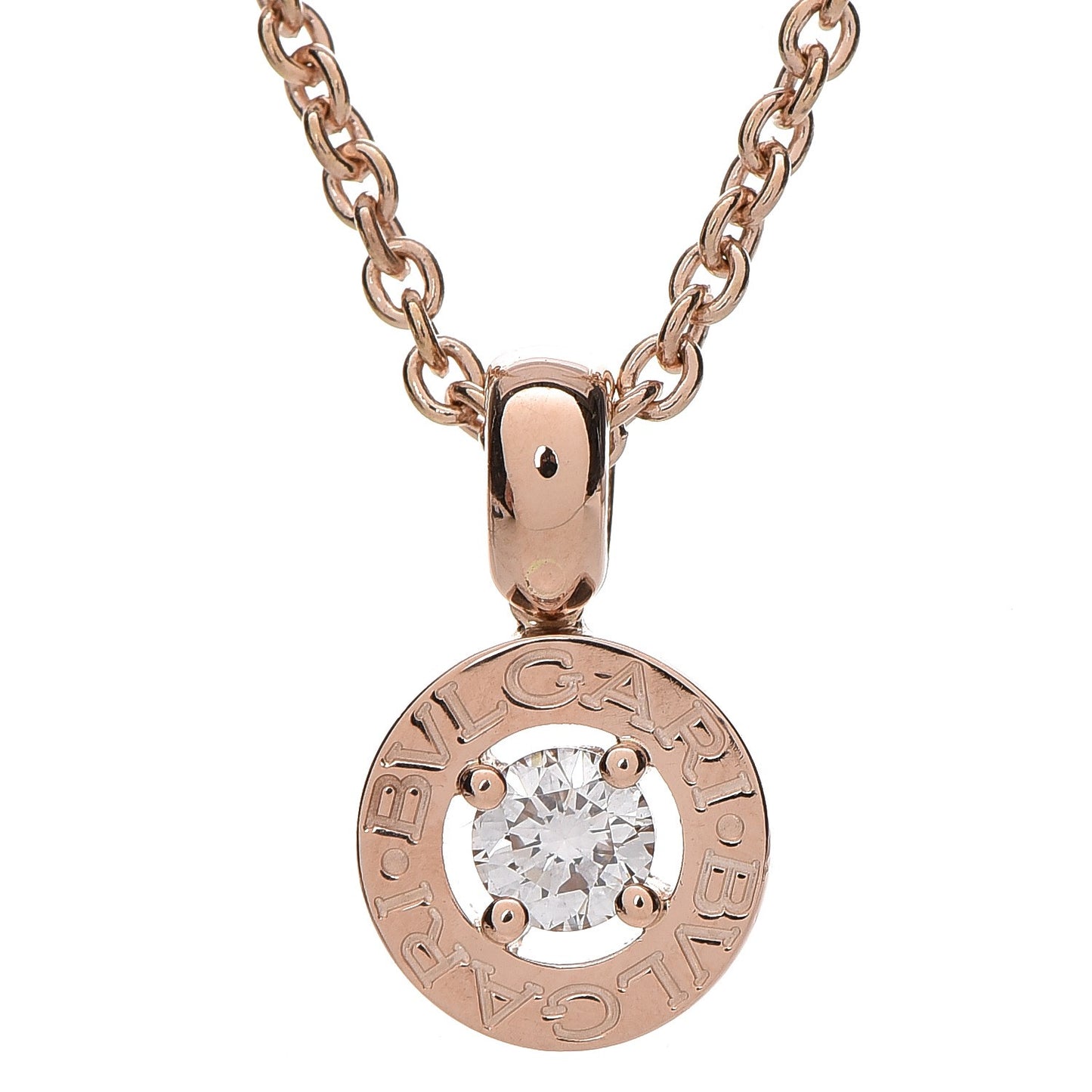 18K Rose Gold Diamond .25ct BVLGARI BVLGARI Pendant Necklace
