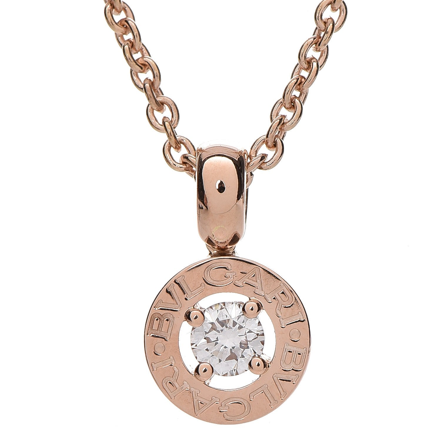 Bulgari 18K Rose Gold Diamond .25ct BVLGARI BVLGARI Pendant Necklace 1 of 5