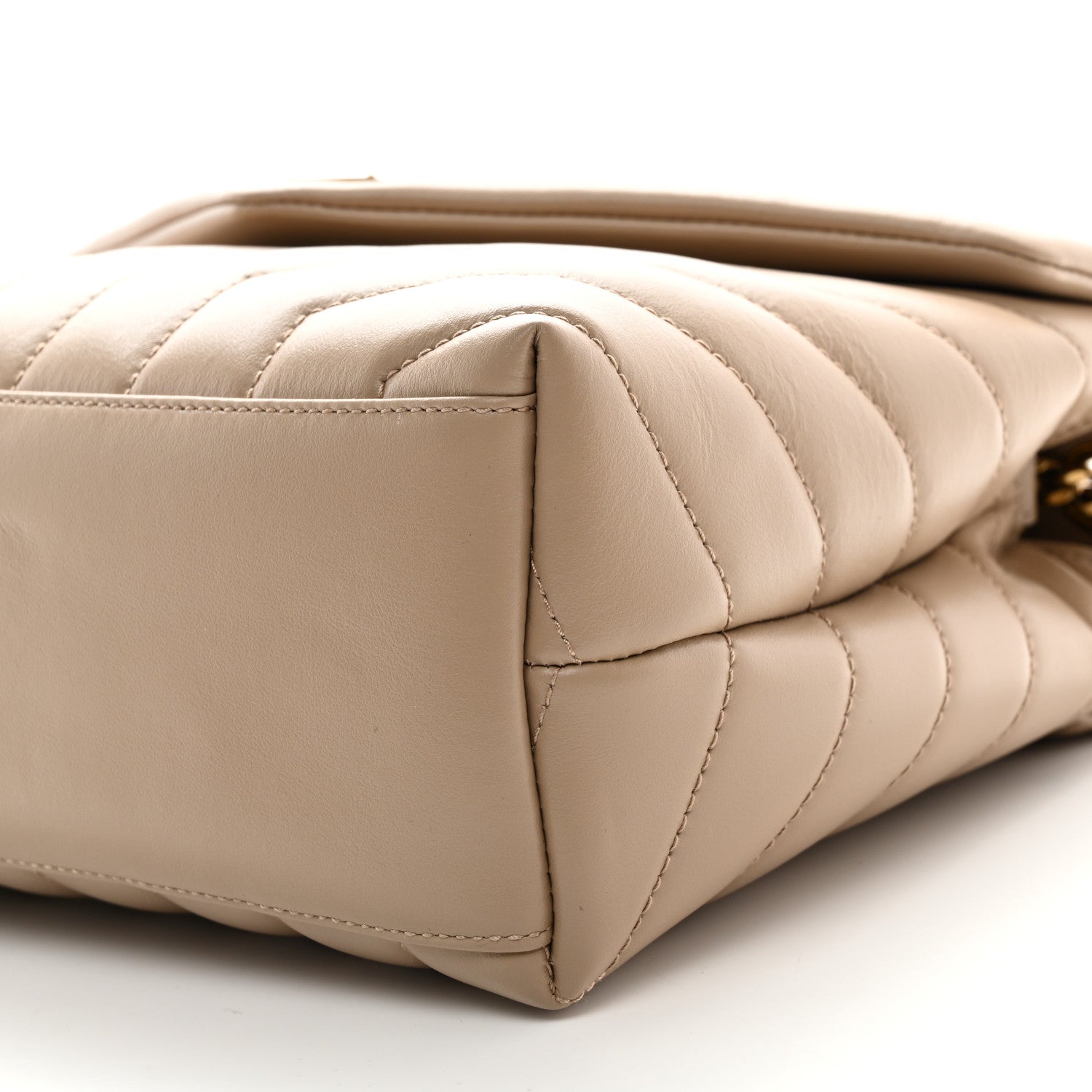 Saint Laurent Calfskin Y Quilted Monogram Small Loulou Chain Satchel Dark Beige 11 of 11