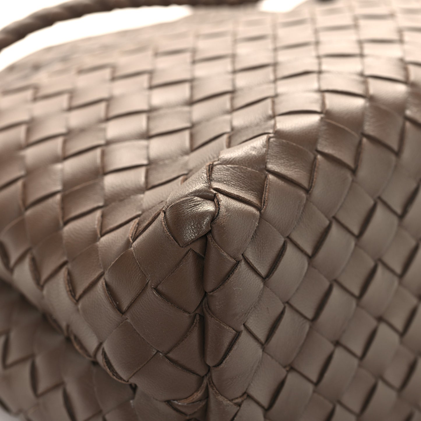 Nappa Intrecciato Medium Andiamo Shoulder Bag Taupe Grey
