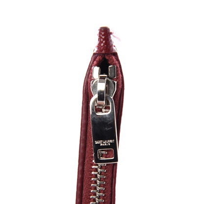 Saint Laurent Grained Calfskin 5 Fragments Zip Pouch Card Holder Burgundy 7 of 8