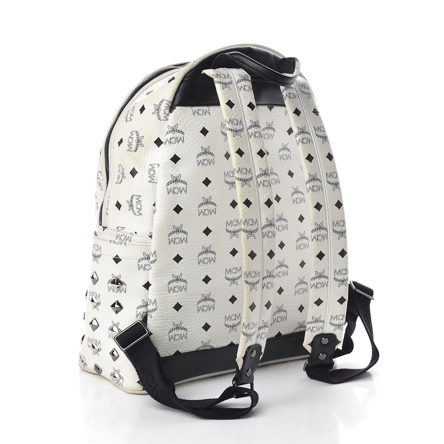 MCM Visetos Studded Medium Stark Backpack White 3 of 17