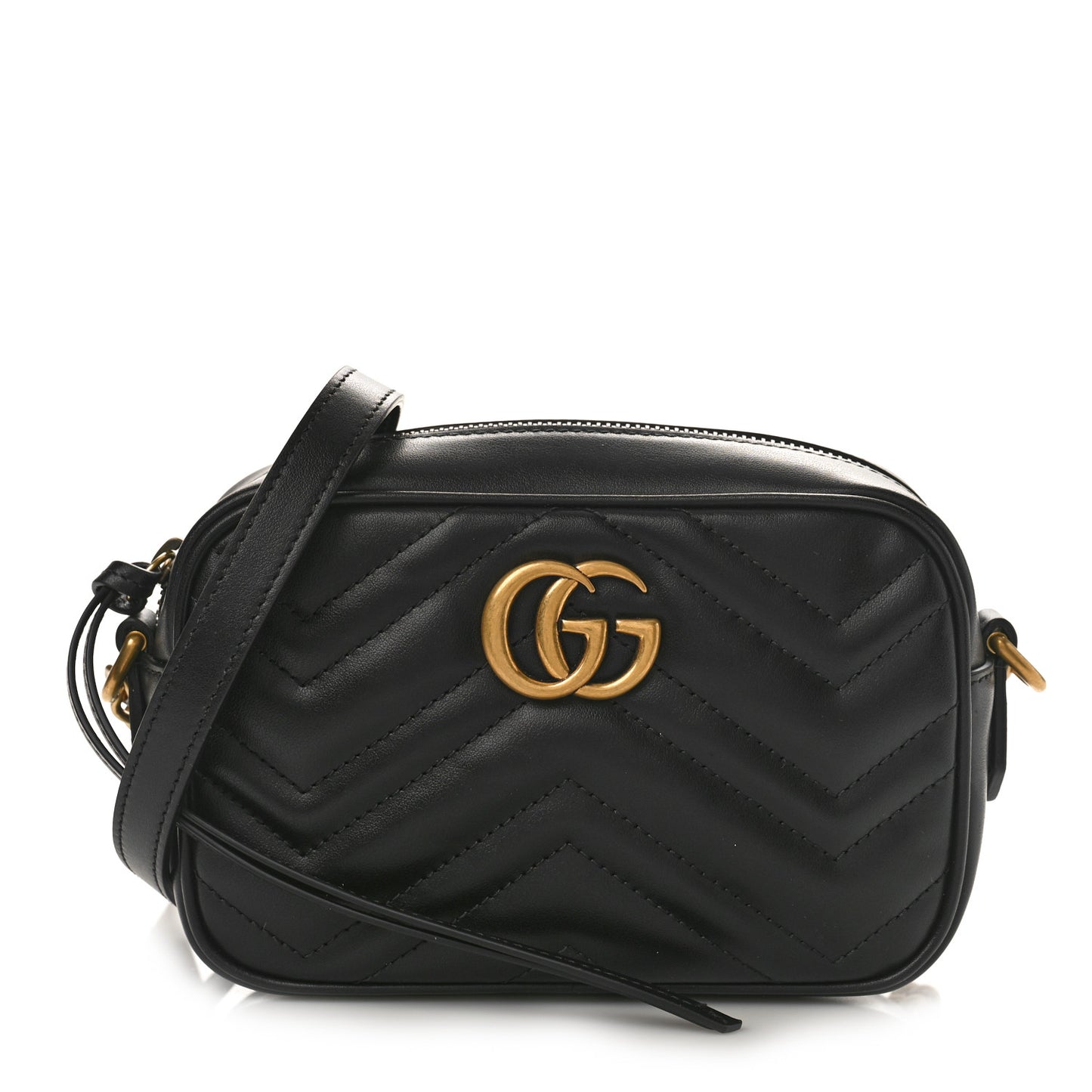 Calfskin Matelasse Mini GG Marmont Chain Shoulder Bag Black