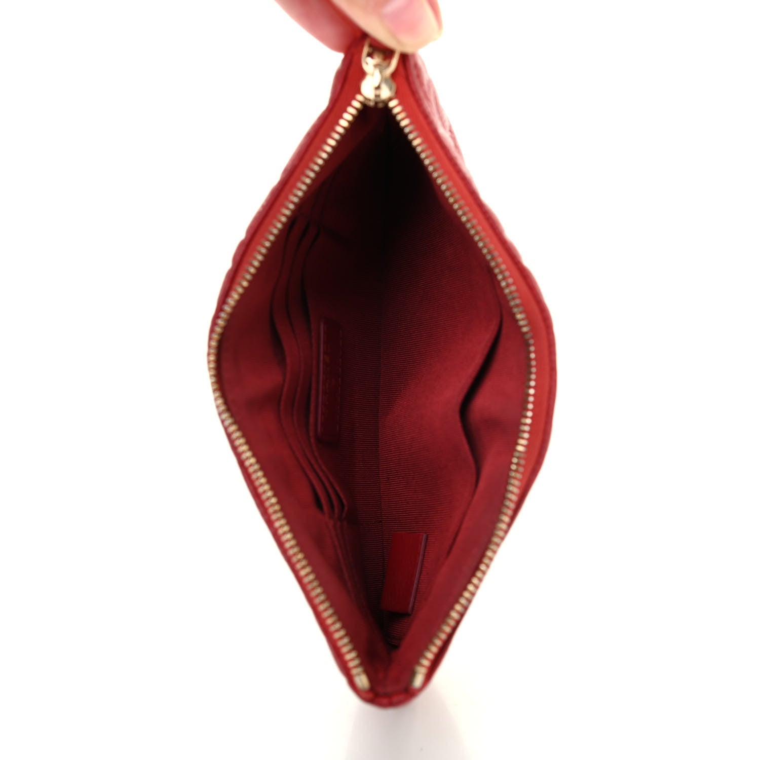 Chanel Caviar Camellia Embossed Cosmetic Pouch Red 4 of 10