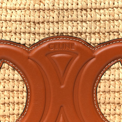 Celine Raffia Calfskin Triomphe Drawstring Bucket Natural Tan 8 of 11