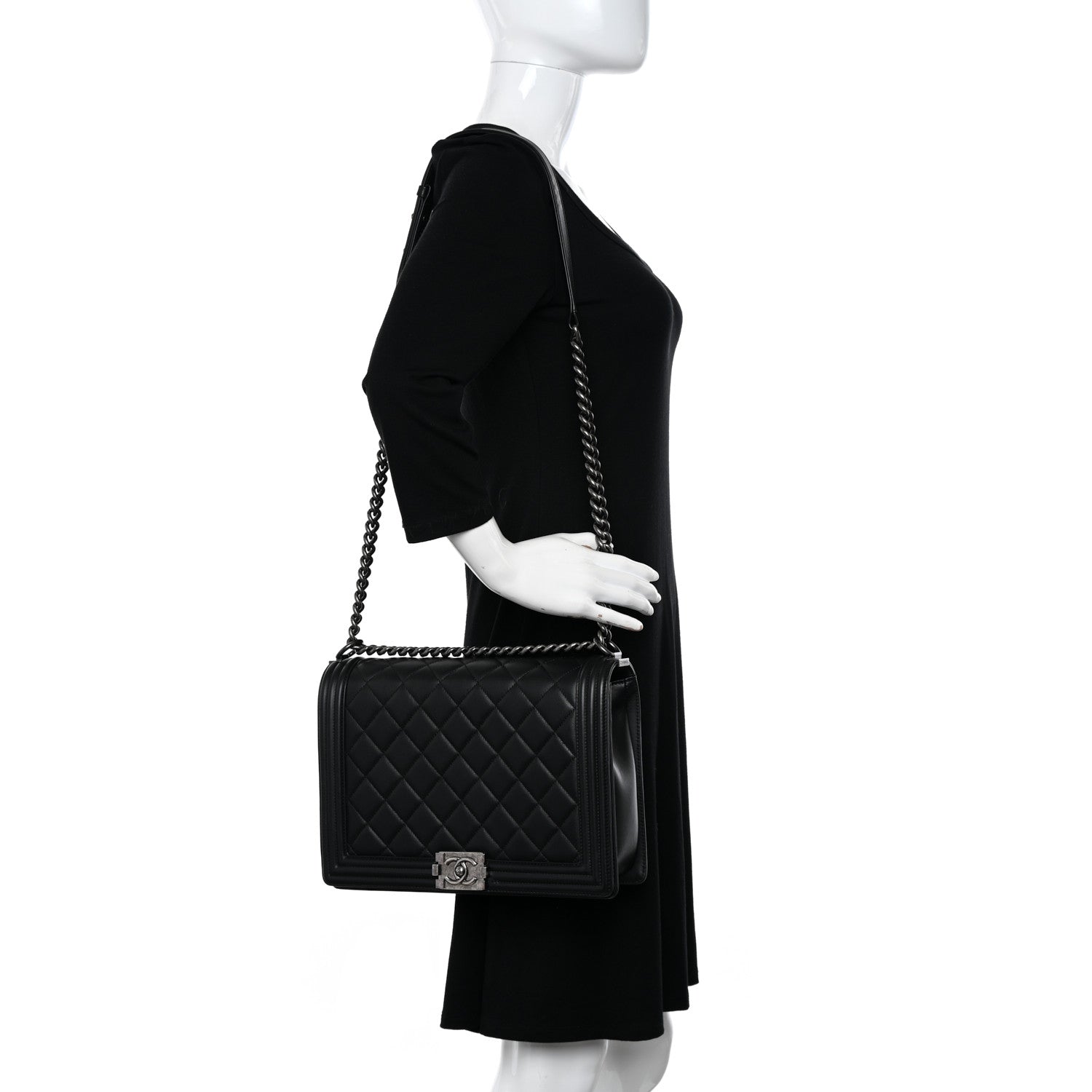 Chanel Lambskin Quilted Large Boy Flap Black 2 of 14