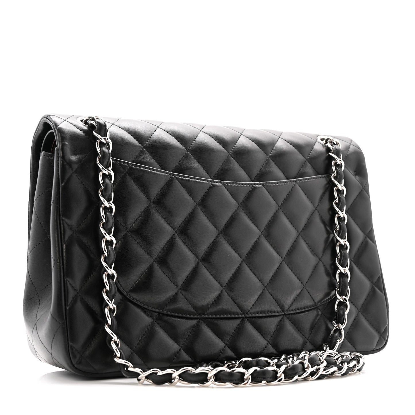 Lambskin Quilted Jumbo Double Flap Black