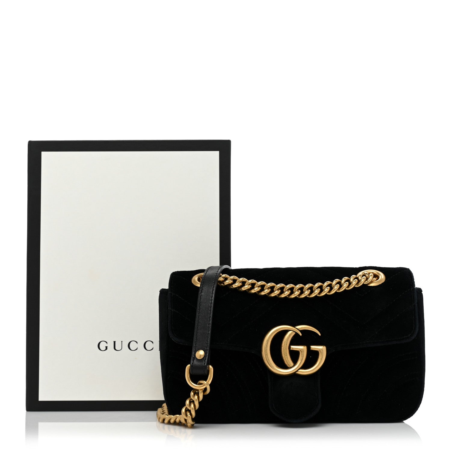 Gucci Velvet Matelasse Mini GG Marmont Shoulder Bag Black 12 of 12