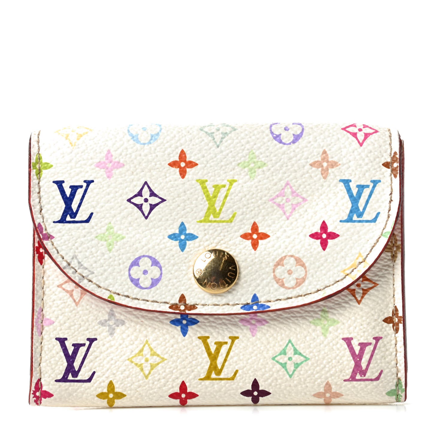 Monogram Multicolor Business Card Holder White Litchi