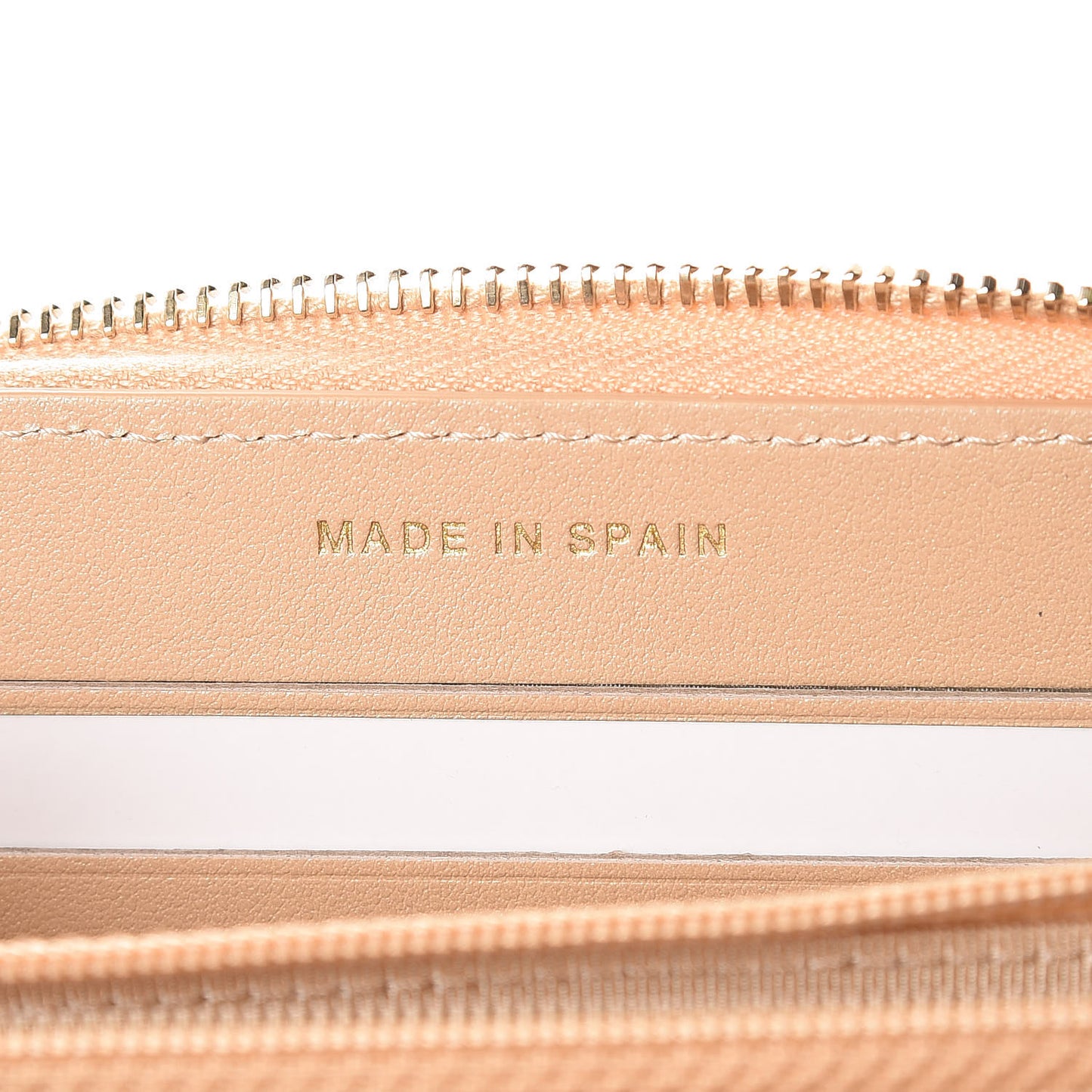 Iridescent Caviar Quilted Medium Zip Around Wallet Beige