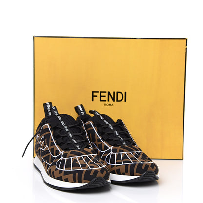 Fendi Stretch Fabric FFreedom Sneakers 36 Tobacco Black White 8 of 8