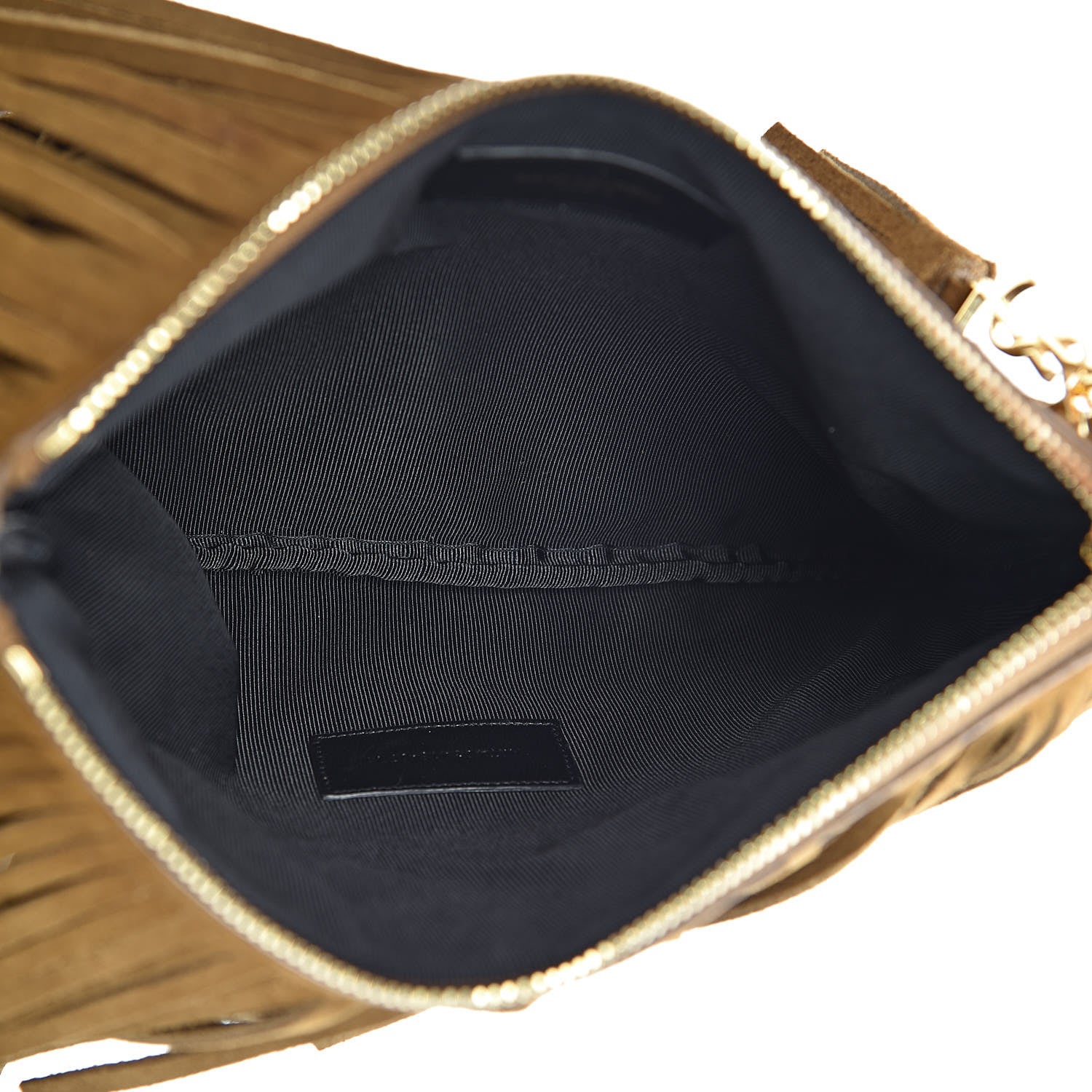 Saint Laurent Suede Fringe Medium Clutch Light Ocre 6 of 11