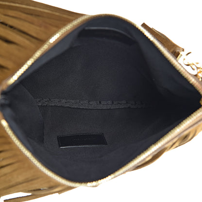 Saint Laurent Suede Fringe Medium Clutch Light Ocre 6 of 11