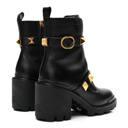 Valentino Garavani Calfskin Roman Stud 20/85mm Combat Boots 39.5 Black 4 of 9