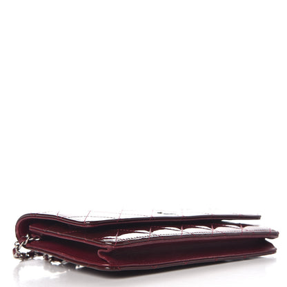 Chanel Patent Quilted Wallet On Chain WOC Burgundy 4 of 9