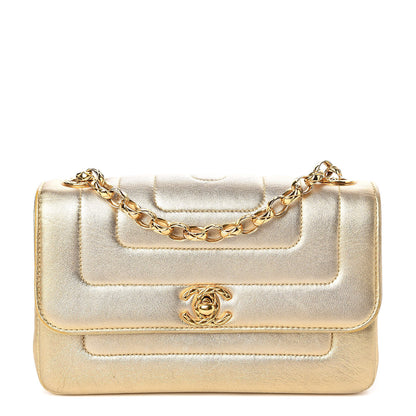 Chanel Metallic Lambskin Horizontal Vertical Quilted Small Single Flap Gold 1 of 11