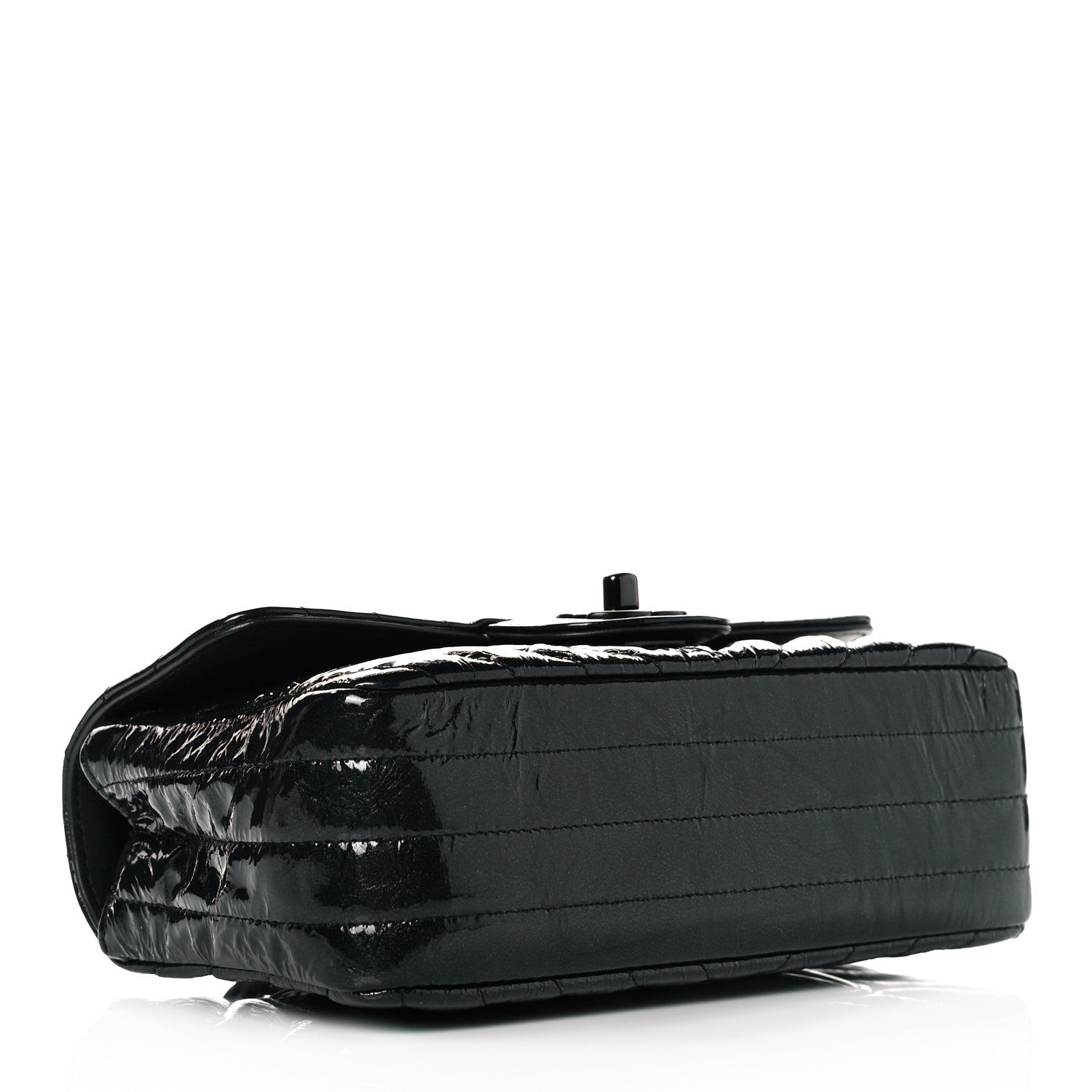 Chanel Patent Metallic Crumpled Calfskin Chevron Quilted Mini Rectangular Flap So Black 3 of 8