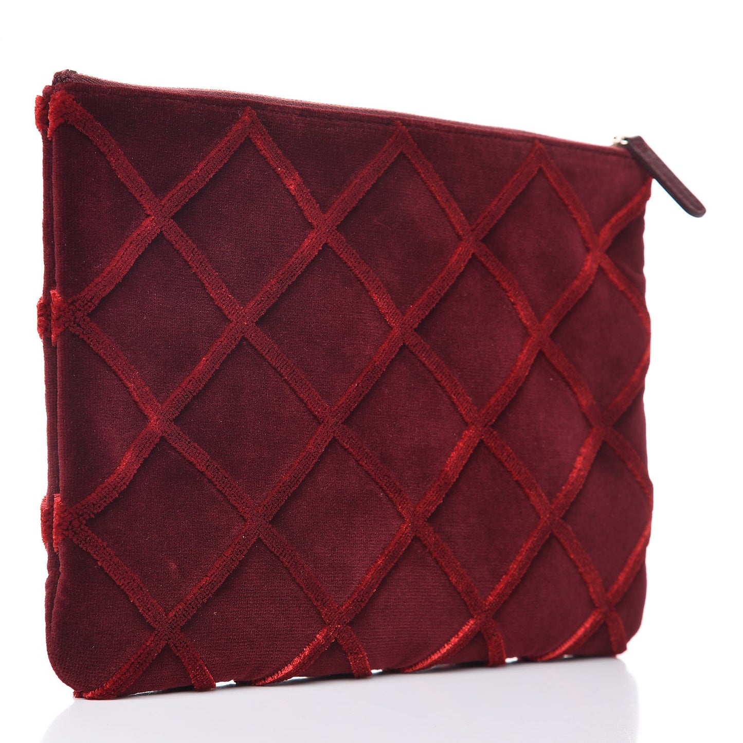Velvet Quilted Medium Cosmetic Case Burgundy