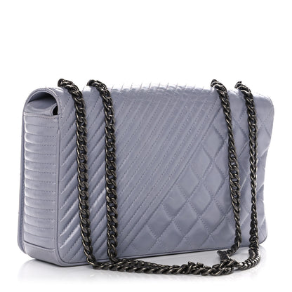 Chanel Glazed Calfskin Quilted Medium Coco Boy Flap Light Grey 3 of 13
