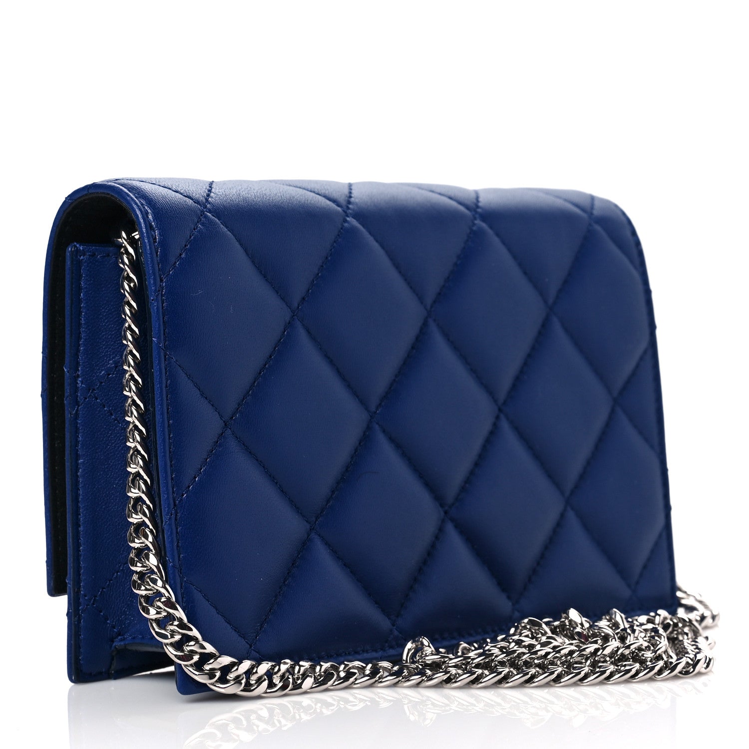 Alexander McQueen Calfskin Quilted Graffiti Skull Mini Chain Crossbody Bag Blue 2 of 5