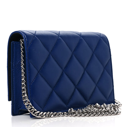 Alexander McQueen Calfskin Quilted Graffiti Skull Mini Chain Crossbody Bag Blue 2 of 5