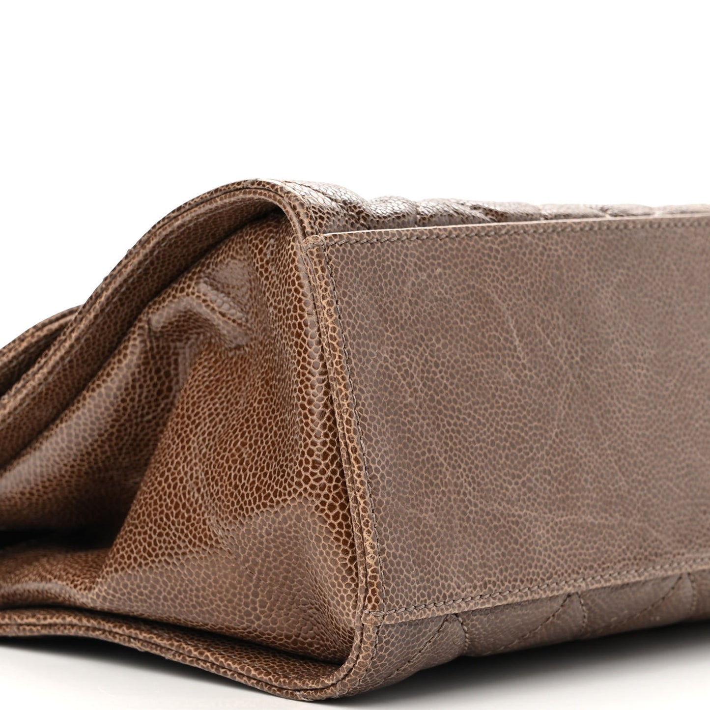 Crumpled Grained Calfskin Jumbo CC Crave Flap Brown