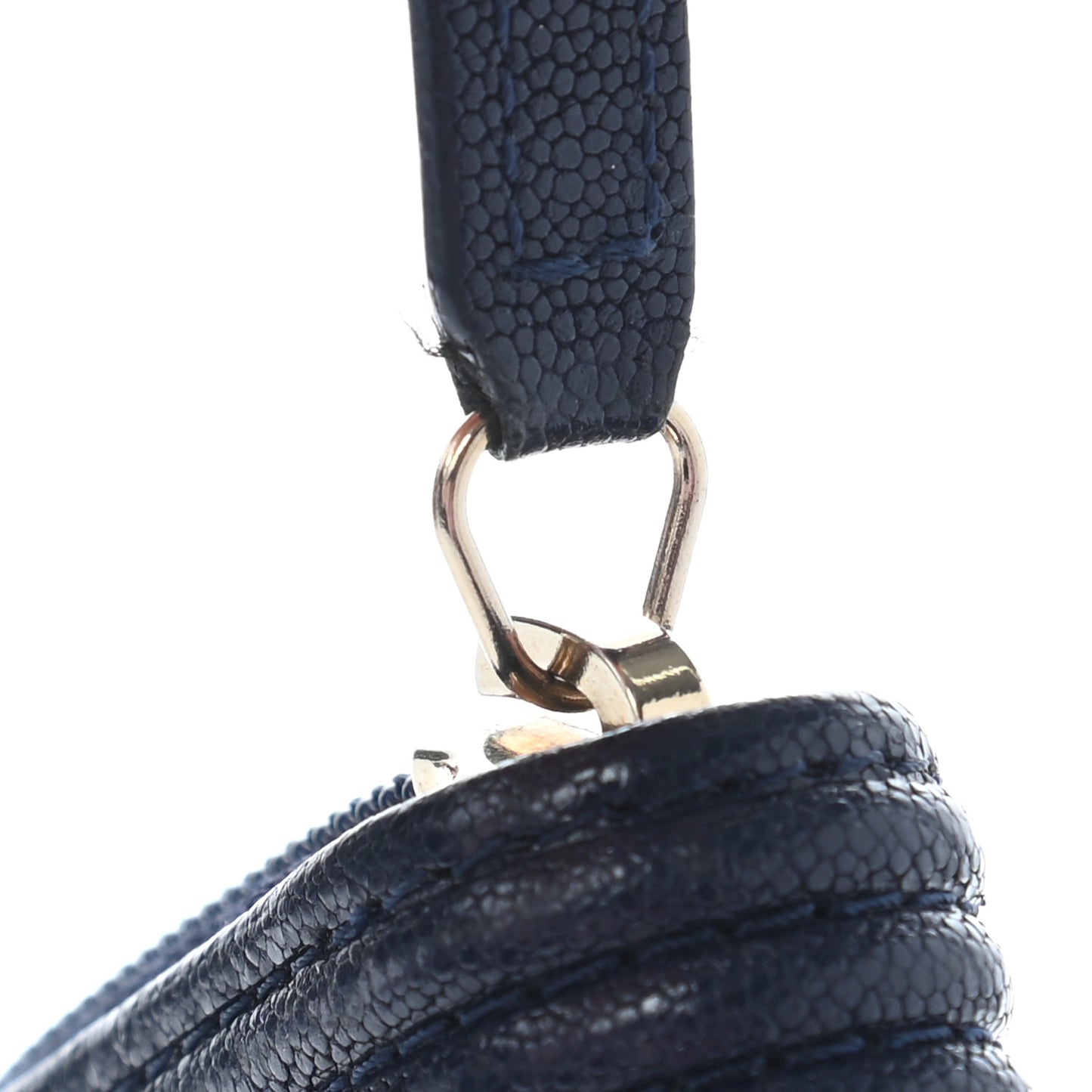 Caviar Chevron Quilted Boy Zip Around Coin Purse Wallet Navy Blue
